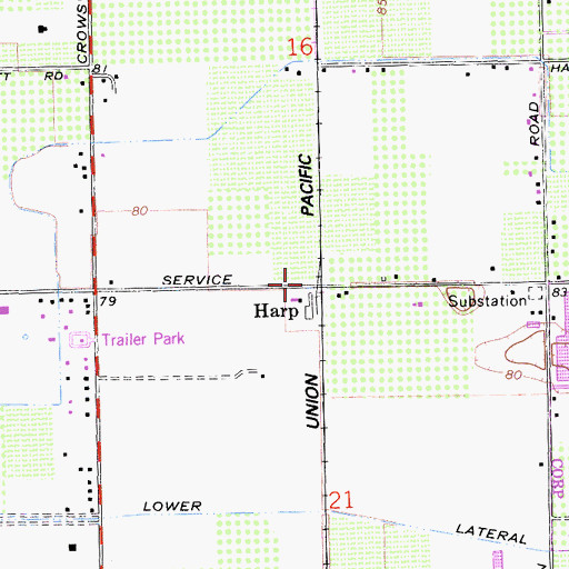 Topographic Map of Harp, CA