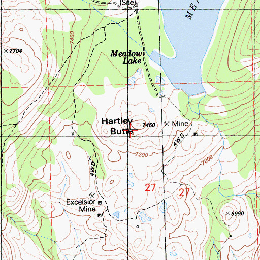 Topographic Map of Hartley Butte, CA