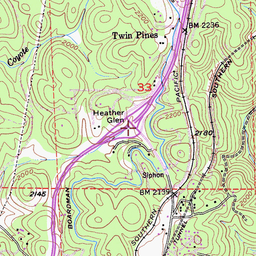 Topographic Map of Heather Glen, CA
