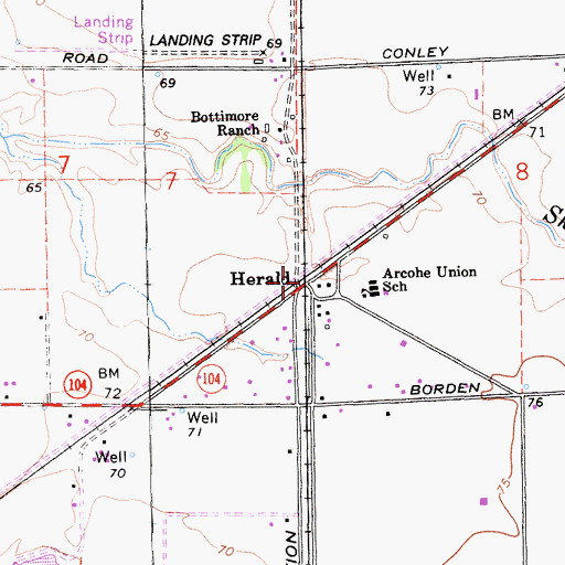 Topographic Map of Herald, CA
