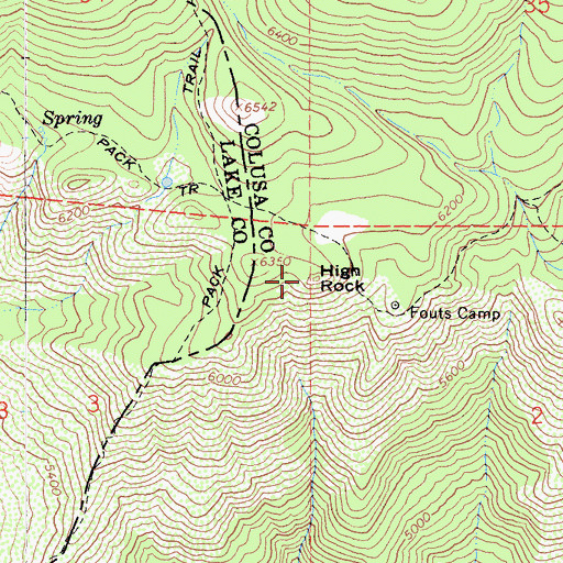 Topographic Map of High Rock, CA