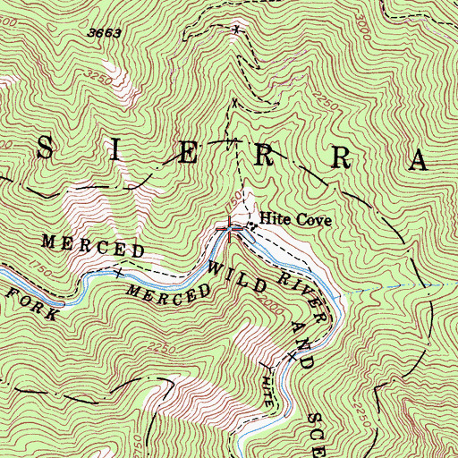 Topographic Map of Hite Cove, CA
