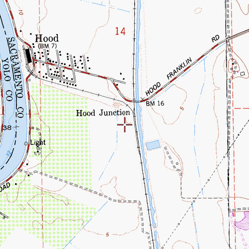 Topographic Map of Hood Junction, CA