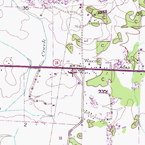 Topographic Map of Waco Junior High School (historical), AL