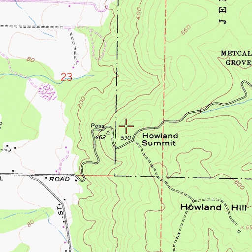 Topographic Map of Howland Summit, CA