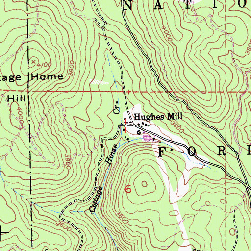 Topographic Map of Hughes Mill, CA