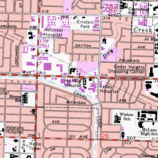 Topographic Map of Hy-Pana Hospital, CA