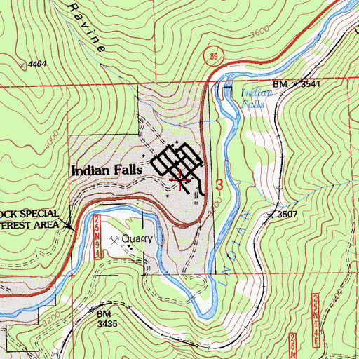 Topographic Map of Indian Falls, CA