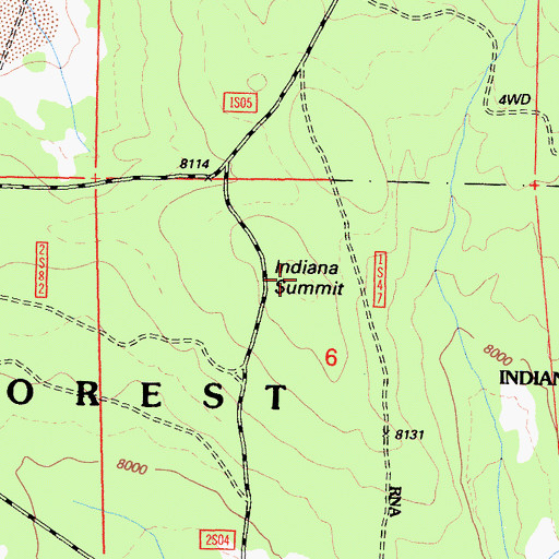 Topographic Map of Indiana Summit, CA