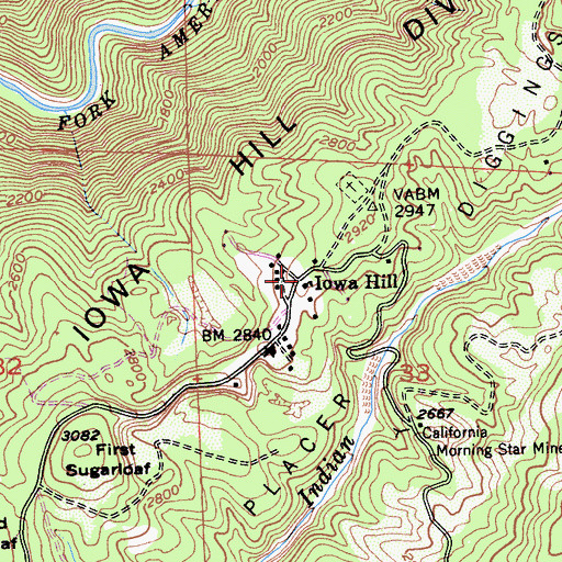 Topographic Map of Iowa Hill, CA