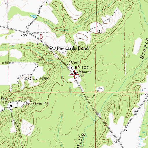 Topographic Map of Monroe Senior High School, AL