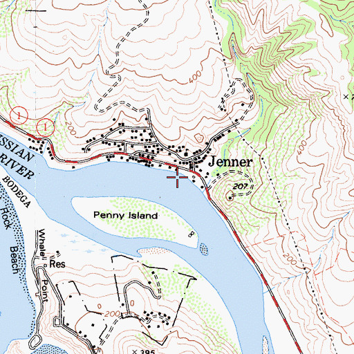 Topographic Map of Jenner, CA