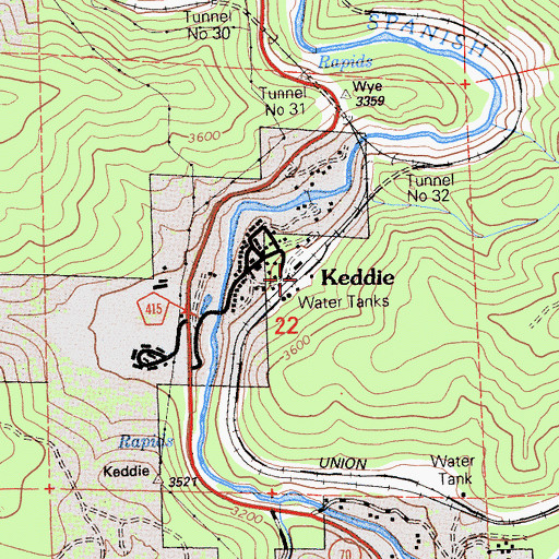 Topographic Map of Keddie, CA