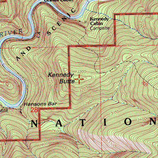 Topographic Map of Kennedy Butte, CA