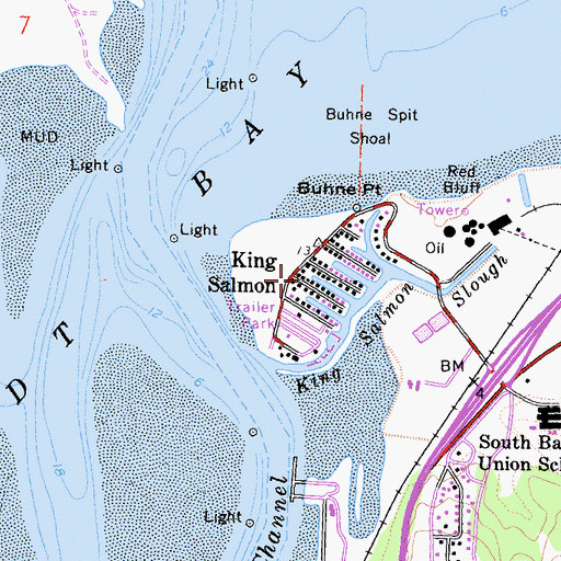 Topographic Map of King Salmon, CA