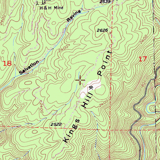 Topographic Map of Kings Hill Point, CA