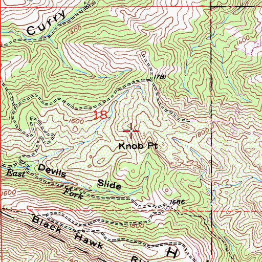 Topographic Map of Knob Point, CA
