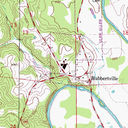 Topographic Map of Hubbertville High School, AL