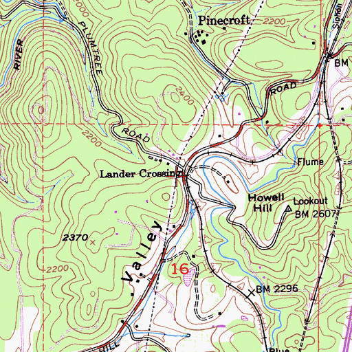 Topographic Map of Lander Crossing, CA