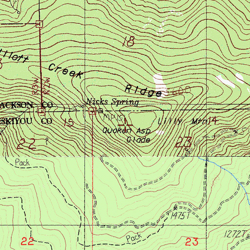 Topographic Map of Lilly Mountain, CA