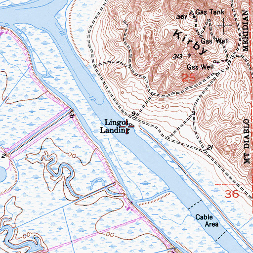 Topographic Map of Lingos Landing, CA