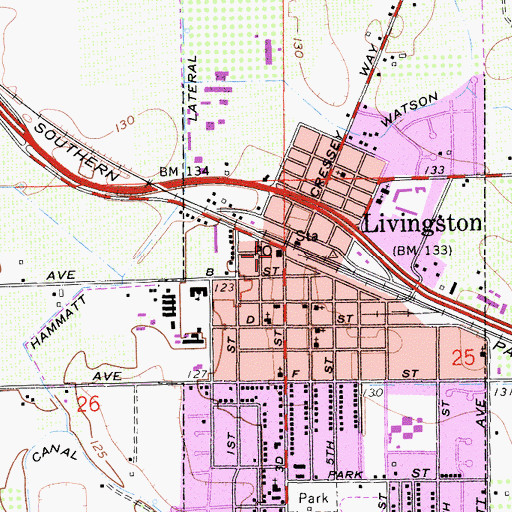 Topographic Map of Livingston, CA