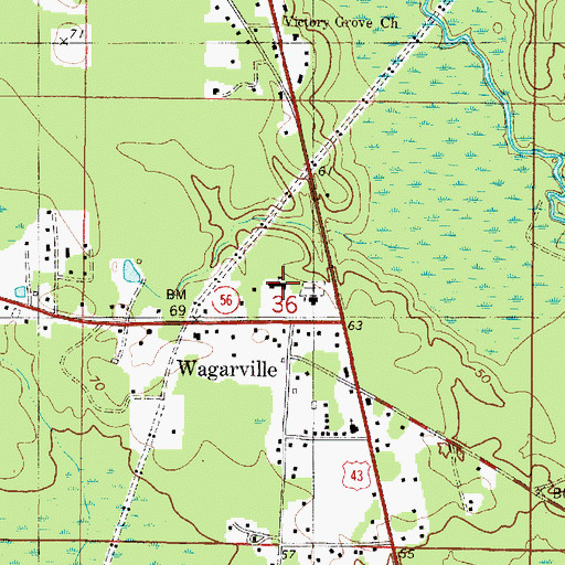 Topographic Map of Wagarville Elementary School, AL