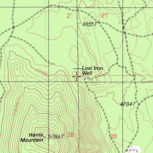 Topographic Map of Lost Iron Well, CA