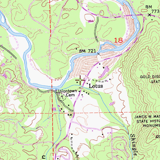 Topographic Map of Lotus, CA