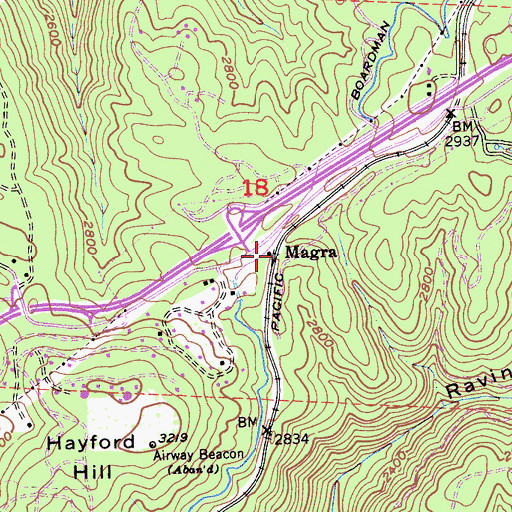 Topographic Map of Magra, CA