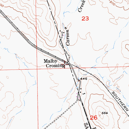 Topographic Map of Malby Crossing, CA
