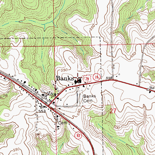 Topographic Map of Banks Junior High School, AL