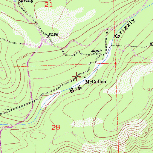 Topographic Map of McCulloh, CA