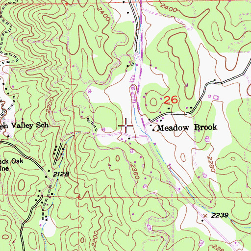 Topographic Map of Meadow Brook, CA