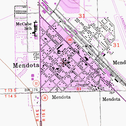 Topographic Map of Mendota, CA