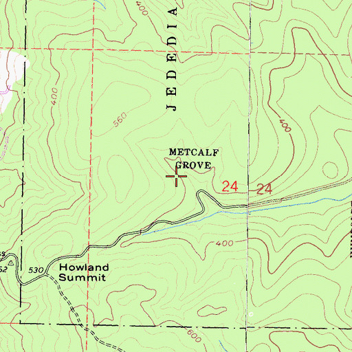 Topographic Map of Metcalf Grove, CA