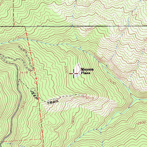 Topographic Map of Meyers Place, CA