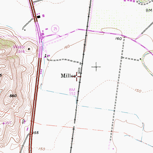 Topographic Map of Miller, CA