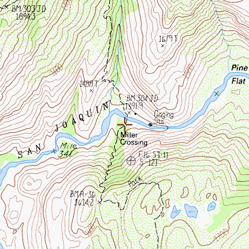 Topographic Map of Miller Crossing, CA