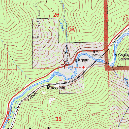 Topographic Map of Moccasin, CA