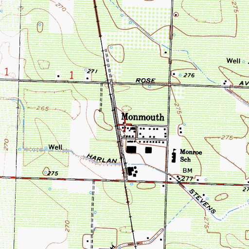 Topographic Map of Monmouth, CA