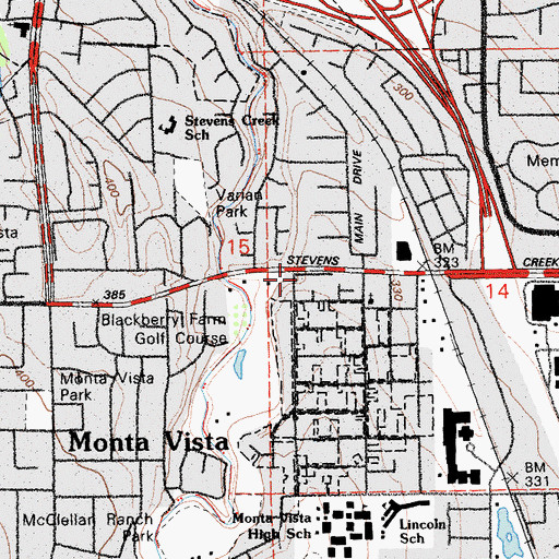 Topographic Map of Monta Vista, CA
