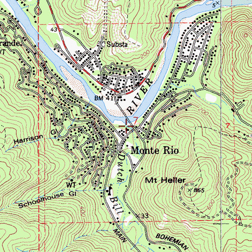 Topographic Map of Monte Rio, CA
