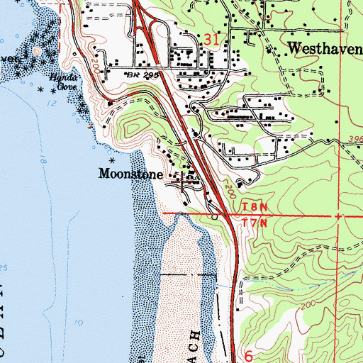 Topographic Map of Moonstone, CA