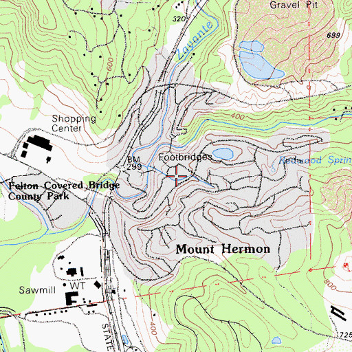 Topographic Map of Mount Hermon, CA