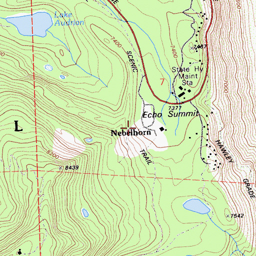 Topographic Map of Nebelhorn, CA