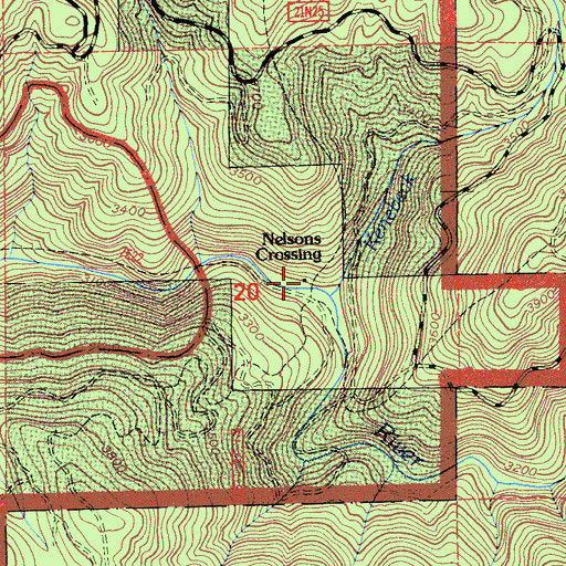 Topographic Map of Nelsons Crossing, CA