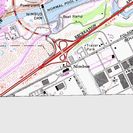 Topographic Map of Nimbus, CA