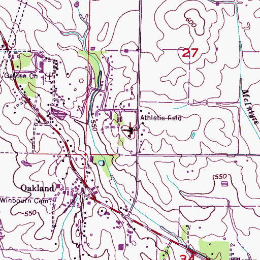 Topographic Map of Oakland Junior High School, AL