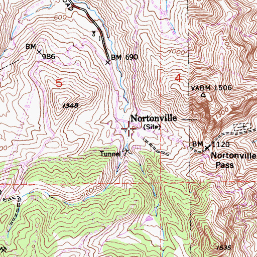 Topographic Map of Nortonville, CA